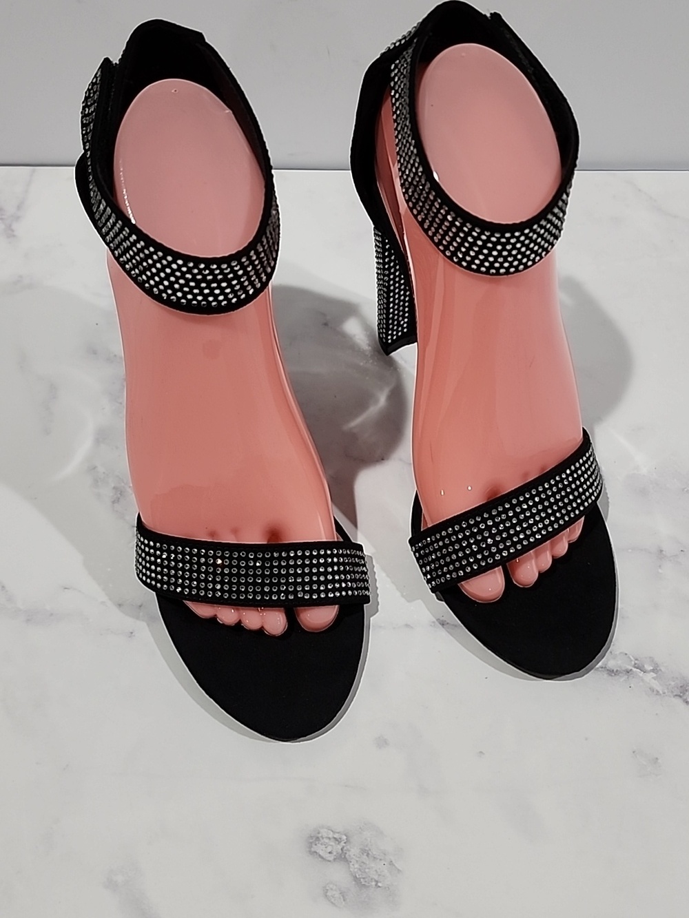 Sophia Taylor Rhinestone Embellished Block Heel Sandals